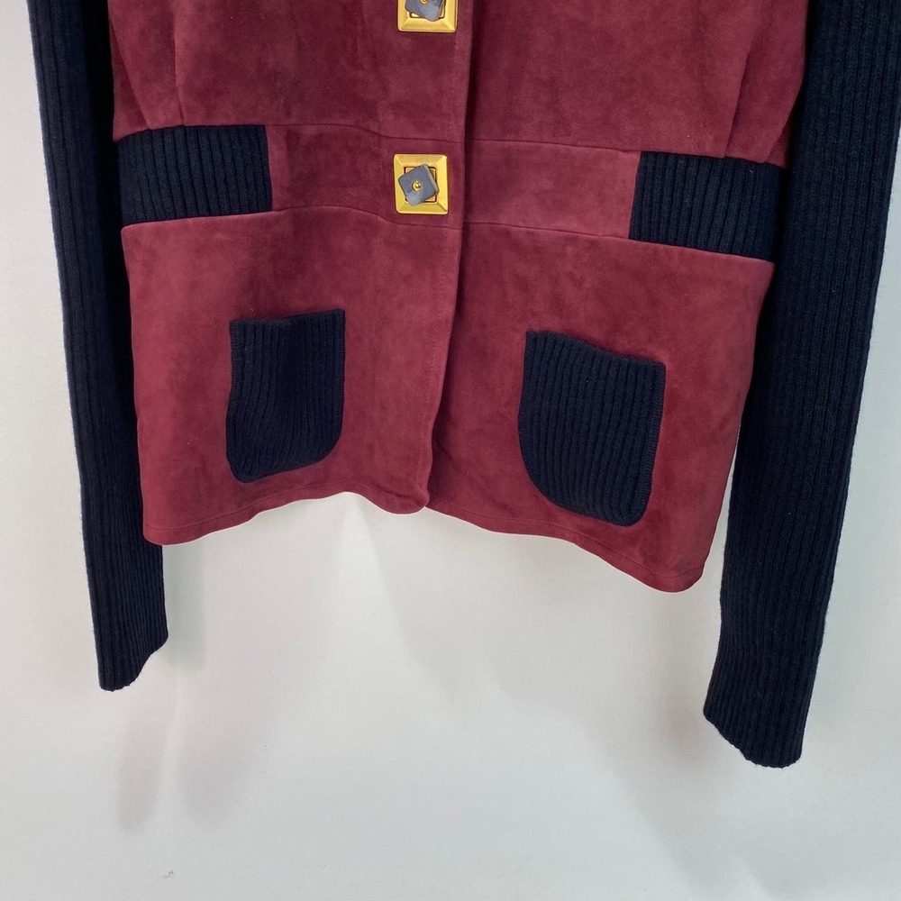 COPY - Tory Burch Cardigan Sz XL Katerina Mixed Media Goat Leather Wool Tory Na… - Picture 6 of 7